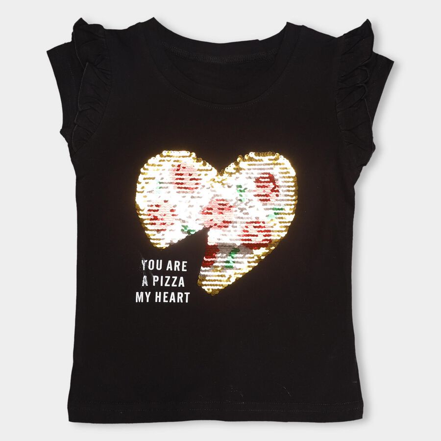 Girls' 100% Cotton T-Shirt, काला, large image number null