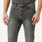 Men's Dark Grey Slim Fit Washed Jeans, Dark Grey, small