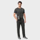 Men's Charcoal Regular Fit Side-Striped Track Pants, Charcoal, small