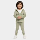 Girls Muted Sage Green Zip-Up Hoodie Casual Hipster Set, Light Green, small image number null