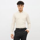 Men's Beige and White Button Down Classic Formal Shirt, गहरा पीला, small image number null