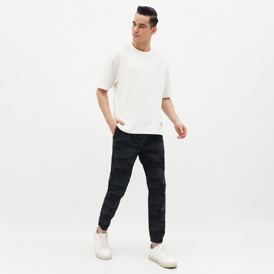 Men's Dark Camo Slim Fit Joggers, मध्यम नीला, large