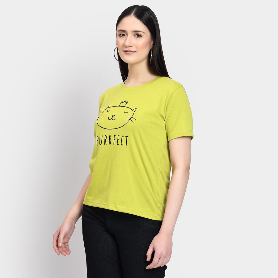 Ladies' Round Neck T-Shirt , Neon Green, large
