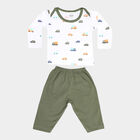 Infants Cotton Printed Baba Suit, Olive, small image number null