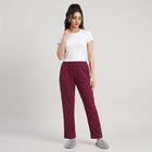 Women's Maroon Straight Fit Heart Printed Lounge Pyjama, वाइन, small