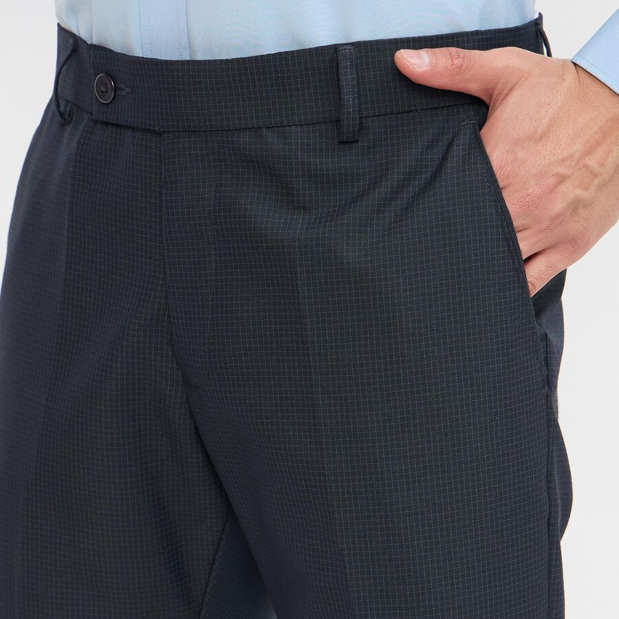 Men's Navy Blue Slim Fit Flat-Front Formal Trousers, Navy Blue, large