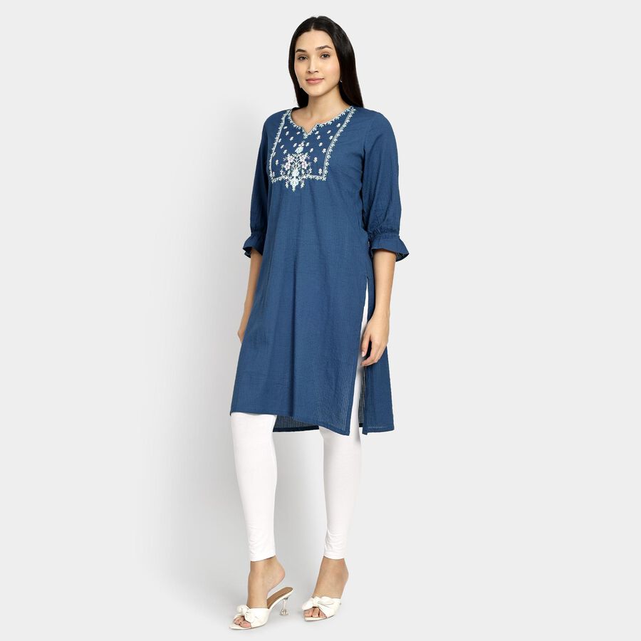 Ladies' Cotton Kurta, Dark Blue, large image number null