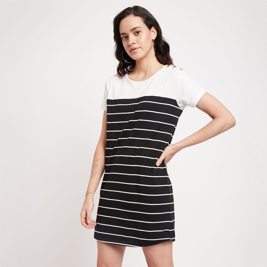 Stripes Dress, काला, large image number null
