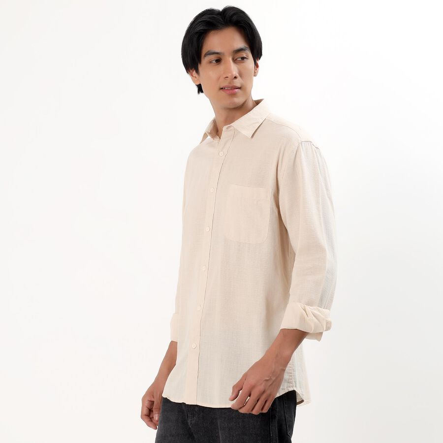 Men's Soft Peach Mandarin Collar Casual Shirt, Peach, large image number null