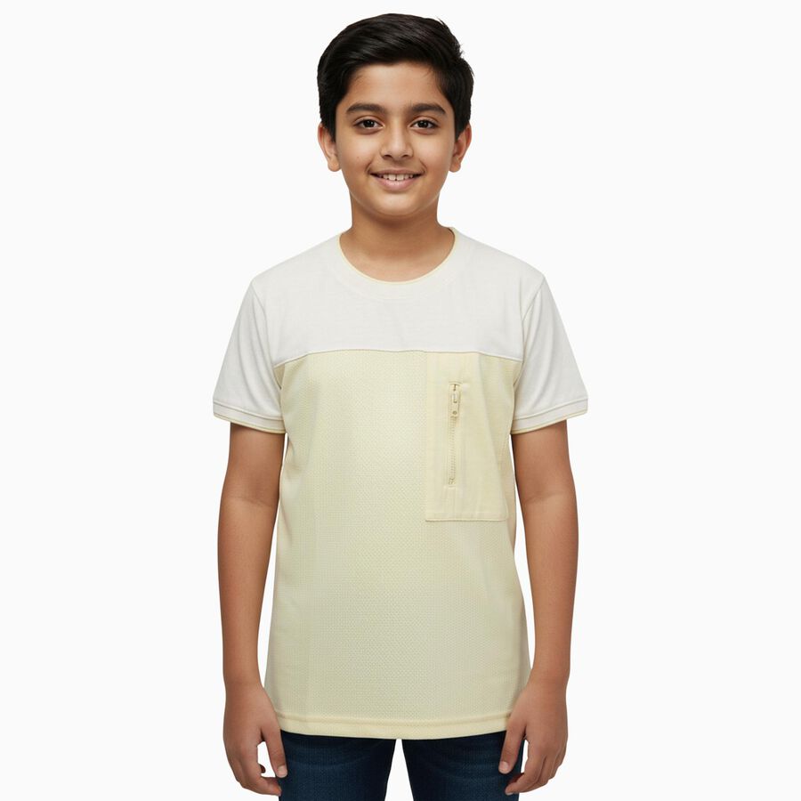 Boys' Half Sleeves T-Shirt, पीला, large image number null
