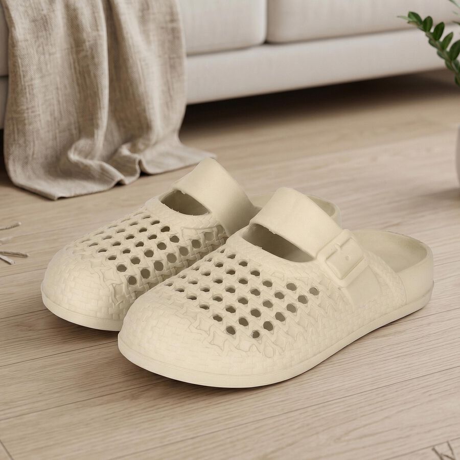 Women's Beige Slip-On Clogs, गहरा पीला, large