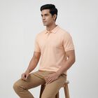Men's Pink Cotton Collared Neck Casual T-Shirt, Light Pink, small