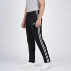 Men's Black Slim Fit Zipper Pocket Cuffed Track Pants, Black, small