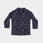 Infants Navy Blue Cotton High Neck Regular T-Shirt, Navy Blue, small