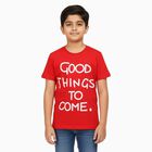 Boys Bright Cherry Red Crew Neck Casual T-Shirt, Red, small image number null