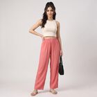 Women's Pink Regular Fit Elastic Waist Palazzos, गुलाबी, small