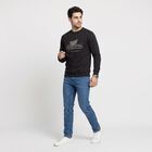 Men's Black Crew Neck Graphic Print Sweatshirt, Black, small