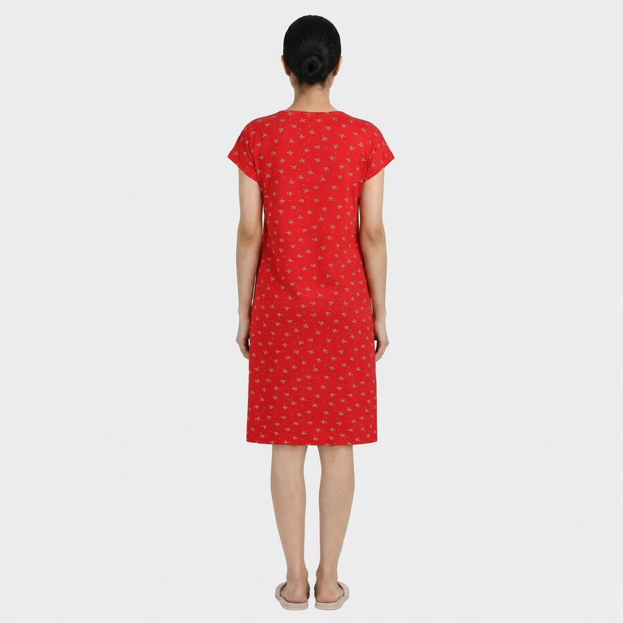 Women's Red Minimalist Nighty, लाल, large