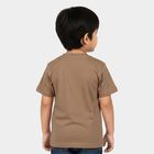 Boys Brown Cotton Crew Neck Regular Boys T-Shirt, Brown, small