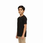 Boys Jet Black Round Neck Casual Half Sleeve T-Shirt, काला, small image number null