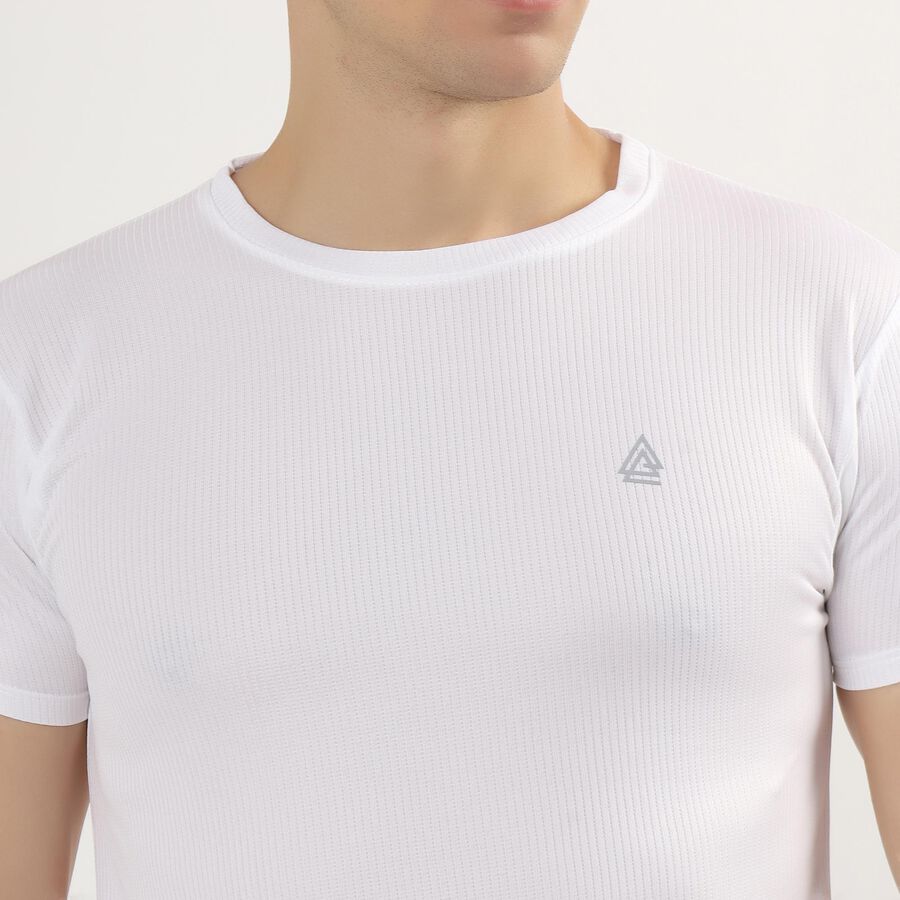 Men's Snow White Crew Neck Slim Fit Drifit T-Shirt, सफ़ेद, large