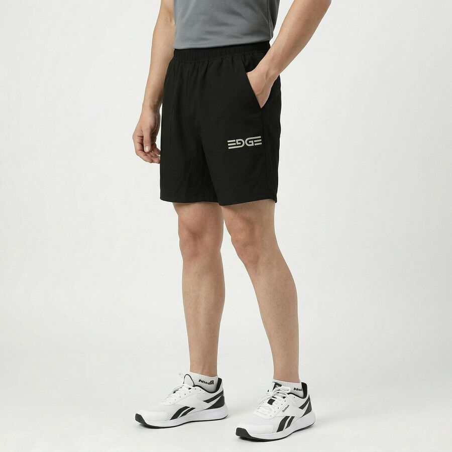 Men's Black Regular Fit Solid Shorts, Black, large