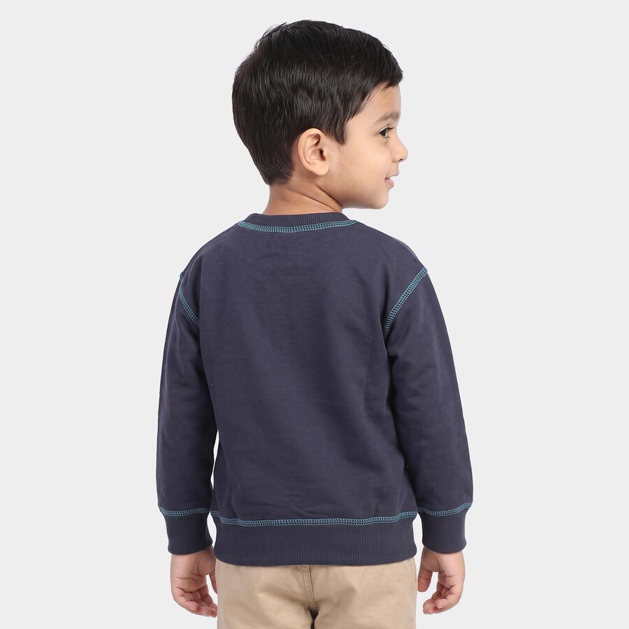 Boys' Navy Blue Round Neck Pullover Sweatshirt, नेवी ब्लू, large