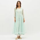 Women's Light Mint Green Round Neck Embroidered Layered Kurta, Aqua, small image number null