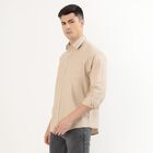 Men's Light Beige Spread Collar Casual Shirt, Beige, small image number null