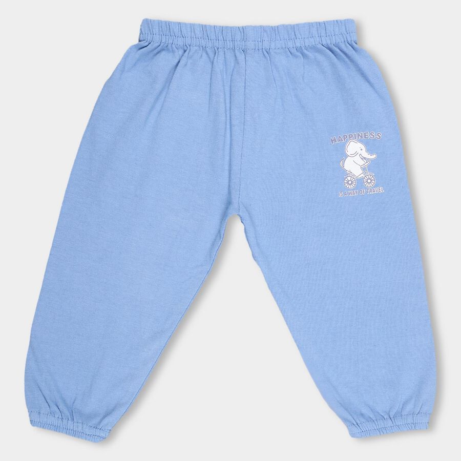 Infants Soft Eggshell White Cotton Pyjama, Mid Blue, large image number null
