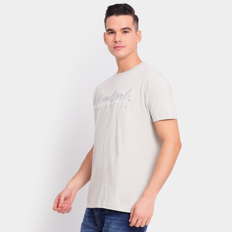 Men's 100% Cotton Round Neck Half Sleeves T-Shirt, Light Grey, large image number null