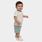 Infants Green 100% Cotton Round Neck Train Printed Baba Suit, Light Green, small