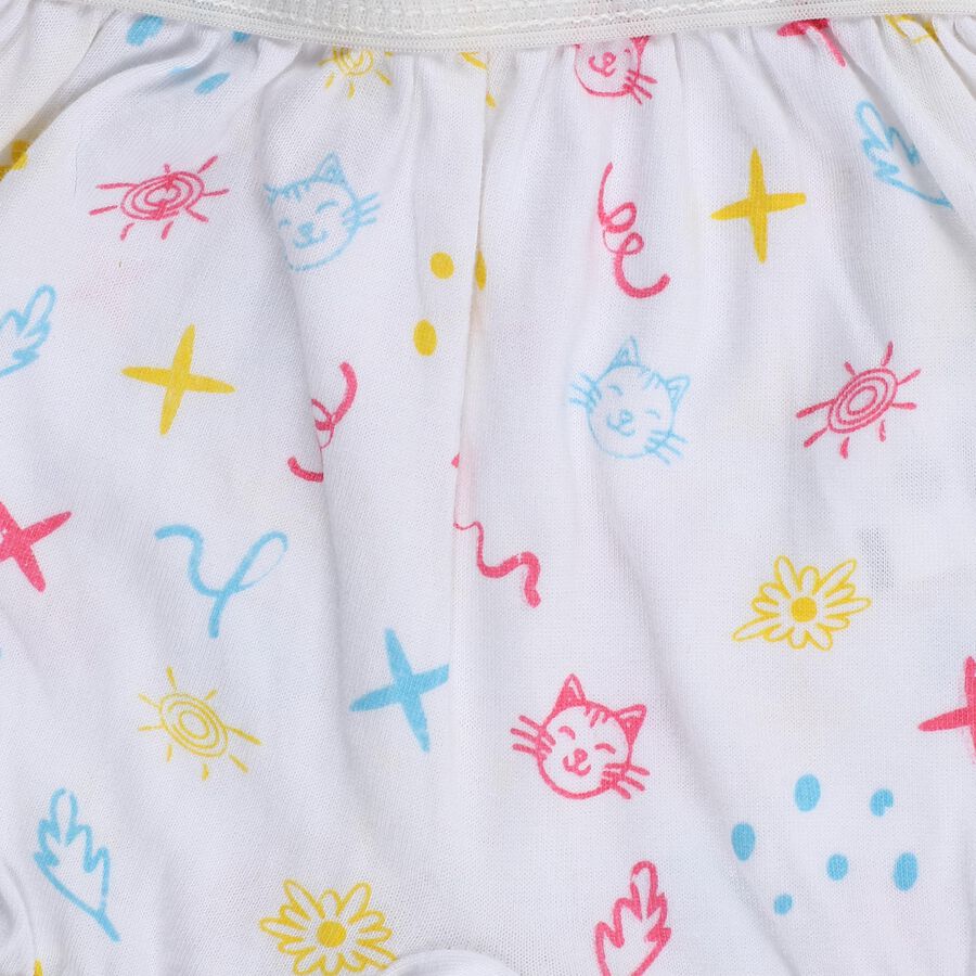 Infants Bright White Regular Fit Printed Bloomers, सफ़ेद, large image number null