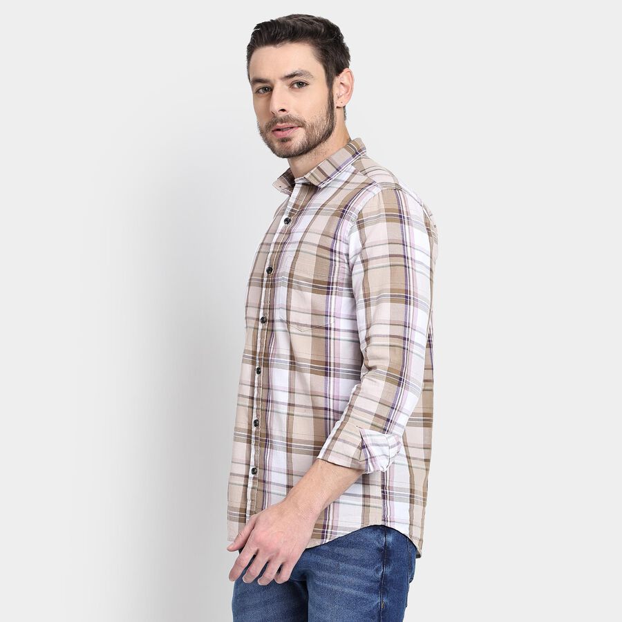 Men's 100% Cotton Casual Shirt, Beige, large image number null