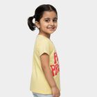 Girls Bright Yellow Cotton Round Neck Casual T-Shirt, पीला, small