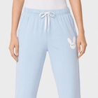Ladies' Light Blue Straight Fit Bunny Print Track Pants, Light Blue, small