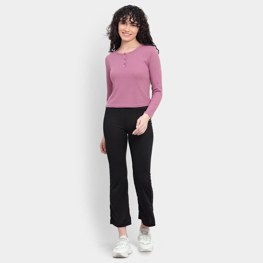 Solid Trousers, काला, large image number null