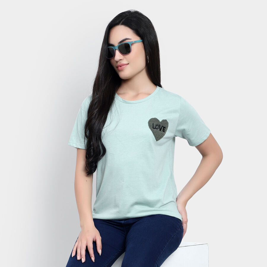 Round Neck T-Shirt, हल्का हरा, large image number null
