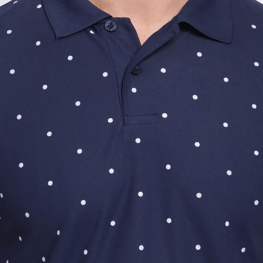 Men's Collared Half Sleeves T-Shirt , Navy Blue, large