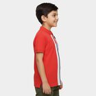 Boys Red Cotton Round Neck Casual T-Shirt, Red, small