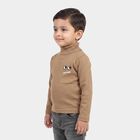 Boys' Beige High Neck Graphic Pullover, Beige, small