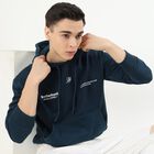 Men's Deep Navy Blue Hooded Neck Streetwear Sweatshirt, टील ब्लू, small image number null