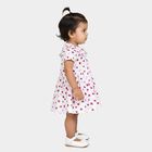 Infant Girls' White Regular Fit Floral Print Frock, सफ़ेद, small