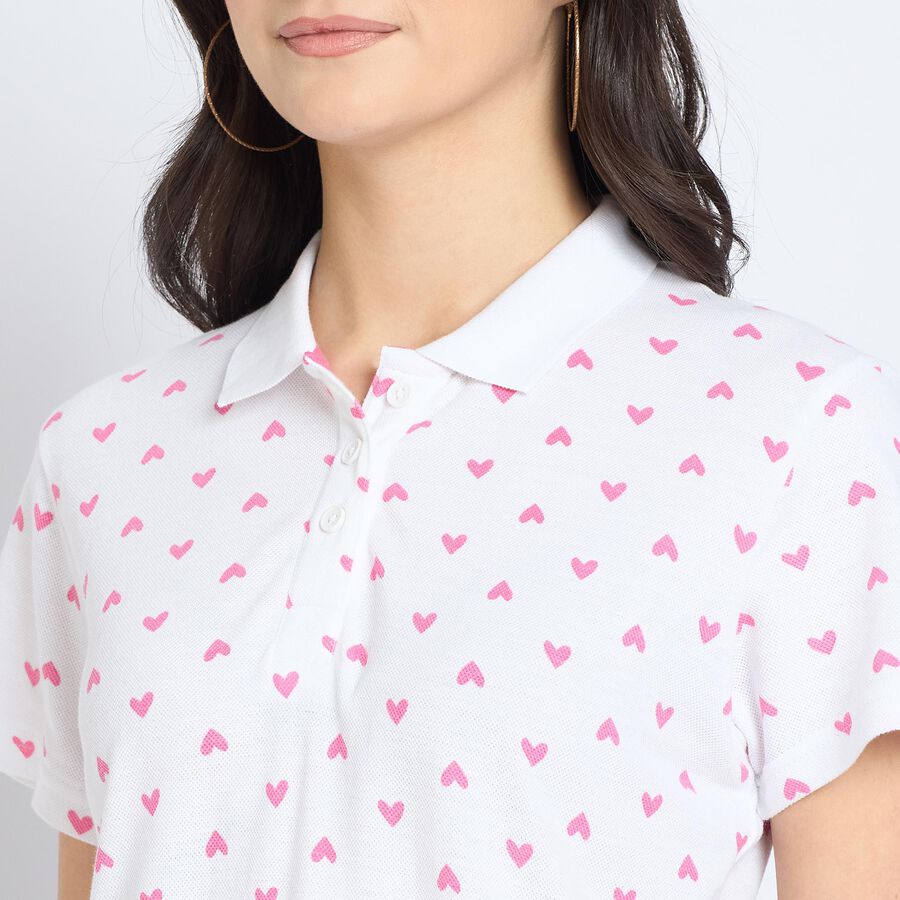 Ladies' 100% Cotton Polo T-Shirt, White, large