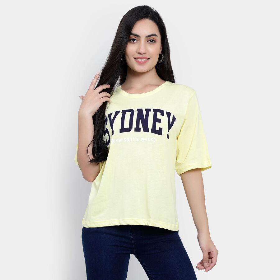 Round Neck T-Shirt, Mustard, large image number null