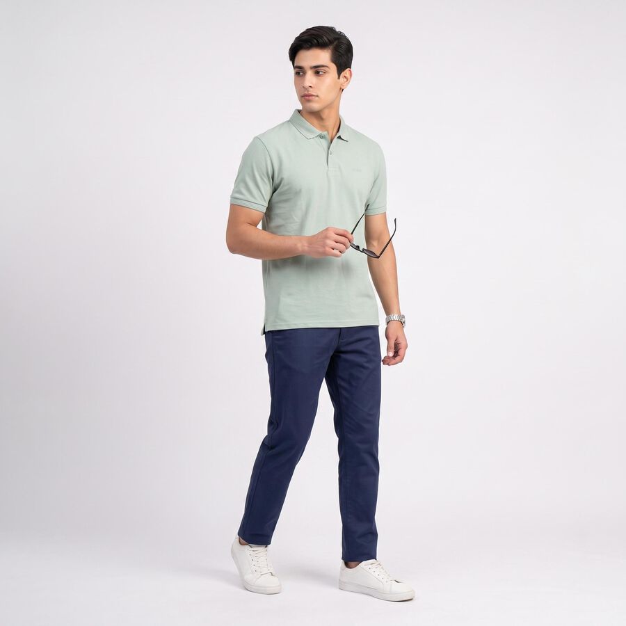 Men's Mint Green Polo Neck Polo T-Shirt, हल्का हरा, large