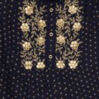 Girls Navy Blue Round Neck Embroidered Kurta and Palazzo Fusion Set, नेवी ब्लू, small