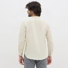 Men's Light Beige Mandarin Collar Self Design Kurta, Beige, small