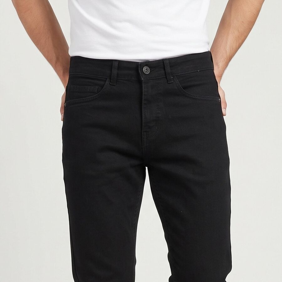 Men's Dark Grey Slim Fit Solid Jeans, गहरा ग्रे, large