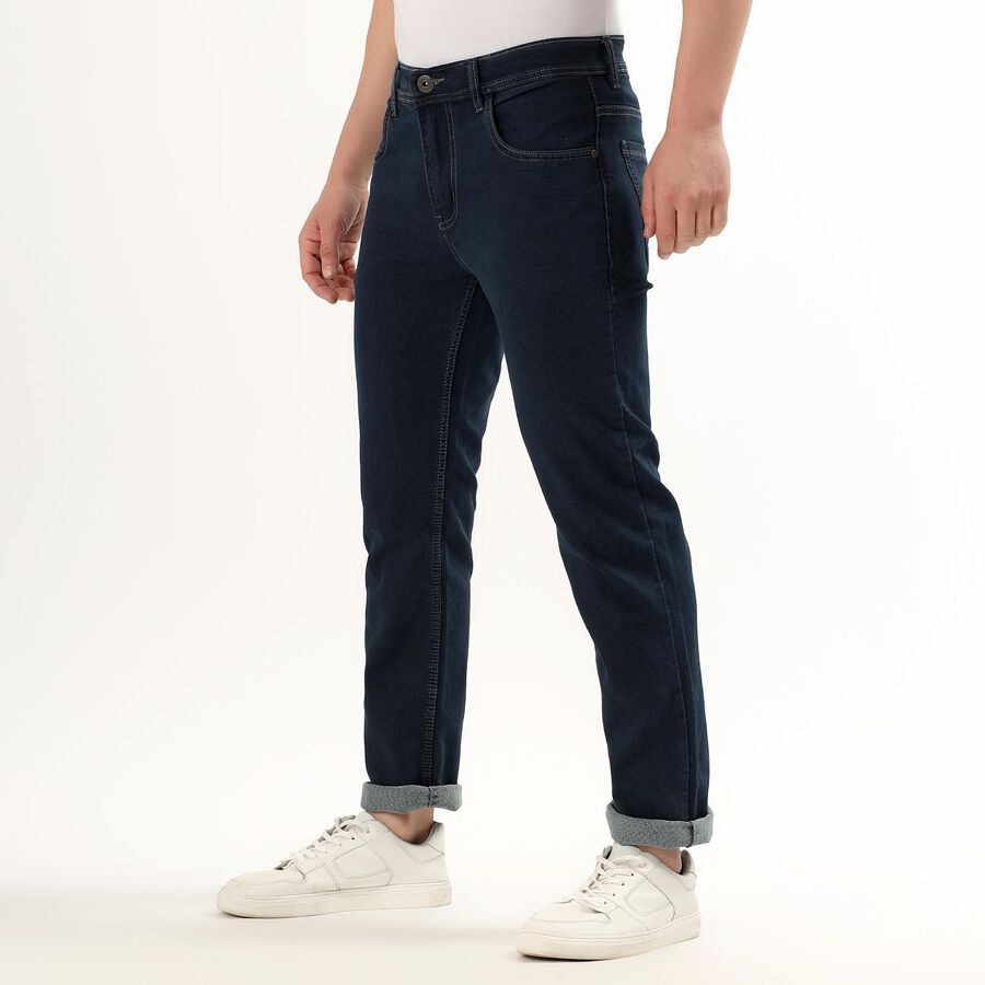 Men's Deep Indigo Slim Fit Five-Pocket Jeans, Dark Blue, large image number null